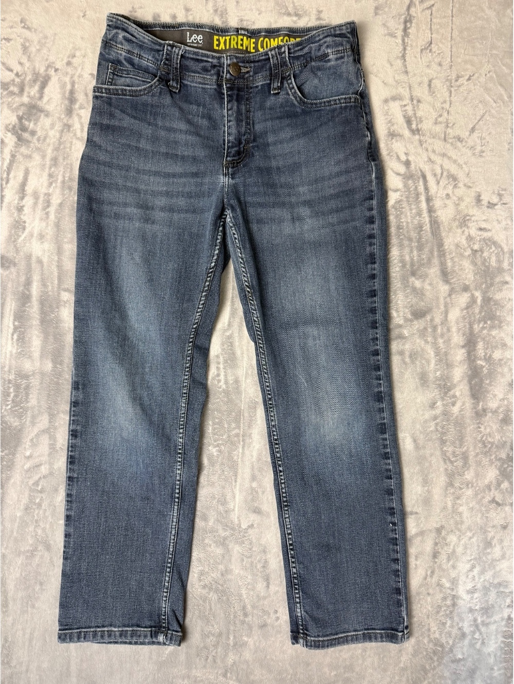 Lee Extreme Comfort Boys Straight Leg Jeans Blue Adjustable Waist